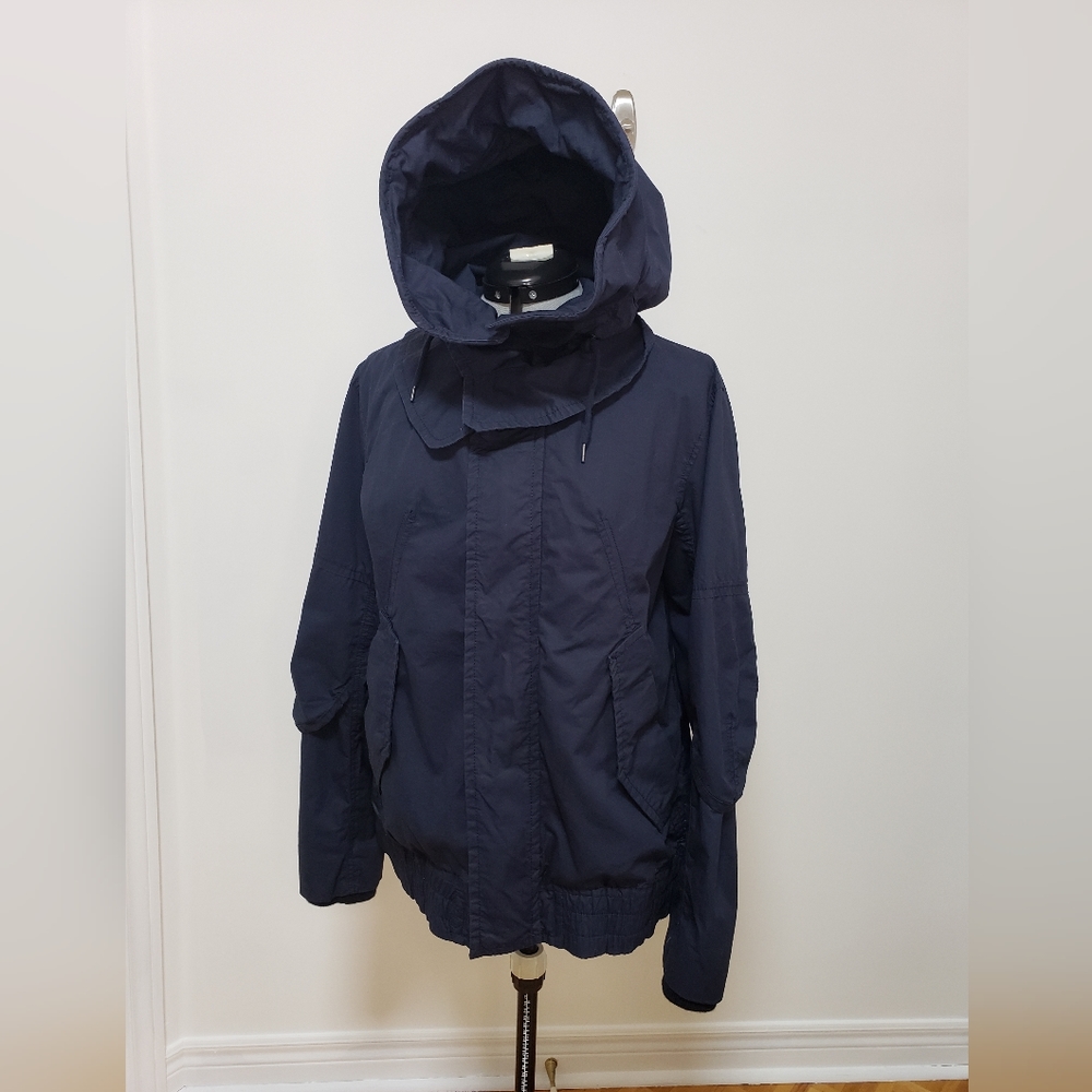 Kai-aakmann Navy Blue Springs Fall Hooded Lined Cotton Jacket, S